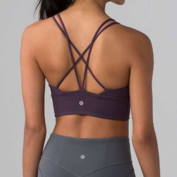 Lululemon Pushing Limits Strappy Sports Bra Size 12 Black Currant Purple EUC - Picture 2 of 8